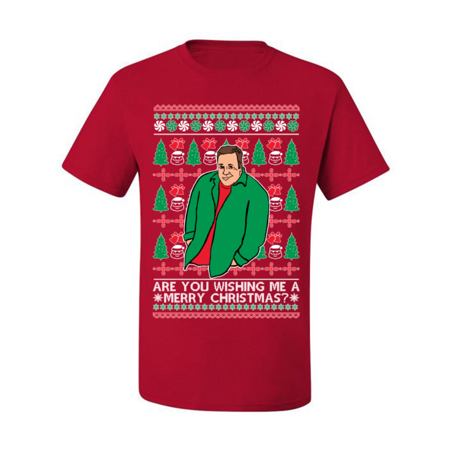 Are You Wishing Me a Merry Christmas? Funny Kevin Viral Shrug Shrugging Actor Meme Ugly Christmas Men's T-Shirt