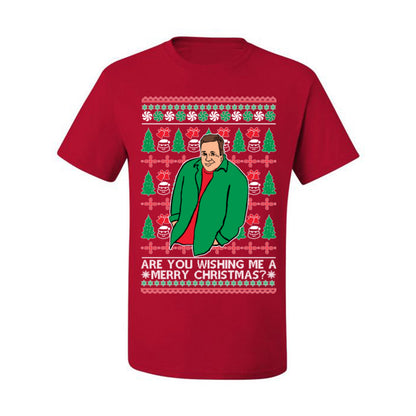 Are You Wishing Me a Merry Christmas? Funny Kevin Viral Shrug Shrugging Actor Meme Ugly Christmas Men's T-Shirt
