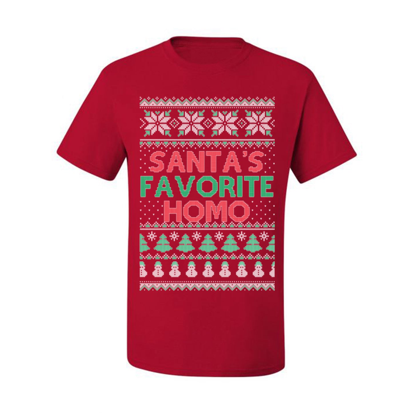 Santa's Favorite Homo, Funny LGBT Pride Grey Greysexual Gay Lesbian Homosexual Bi Bisexual, Ugly Christmas Sweater Ugly Christmas Men's T-Shirt