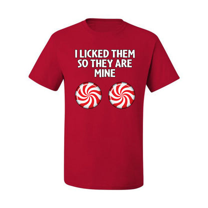I Licked Them So They Are Mine, Funny Winter Candy Cane Joke  Ugly Christmas Men's T-Shirt