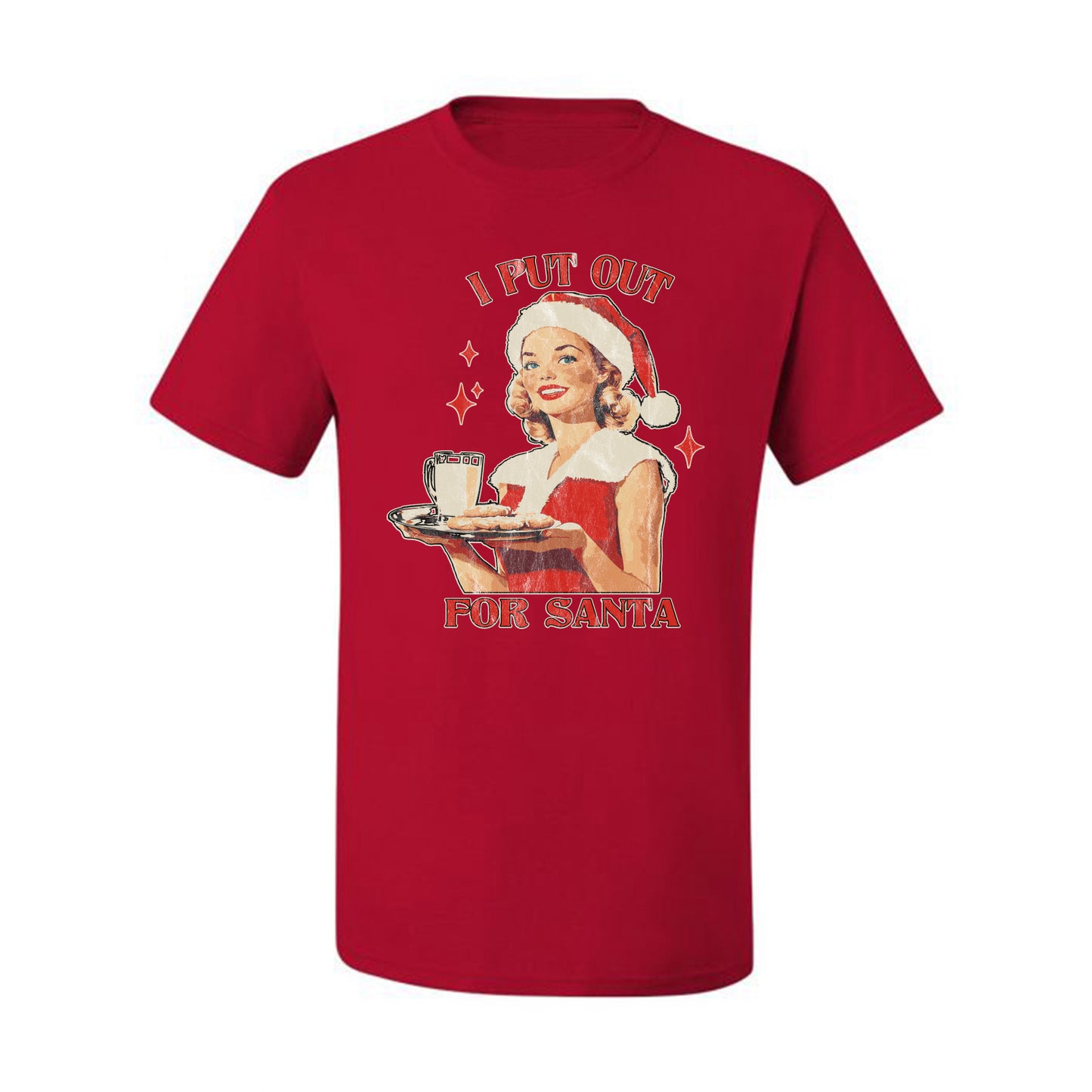 I Put Out For Santa | Funny Women Milk and Cookies Ugly Christmas Men's T-Shirt