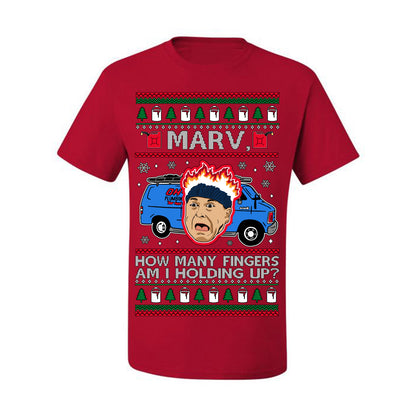 Marv How Many Fingers Am I Holding Up? Funny 90s Chicago Xmas Movie Quote Harry Kevin Fire Plumbing Van Bandits, Ugly Christmas Sweater Ugly Christmas Men's T-Shirt
