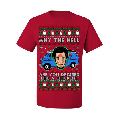 Why the Hell are You Dressed Like a Chicken? Classic Funny 90s Marv Kevin Plumbing Van Bandits Iron,  Ugly Christmas Men's T-Shirt