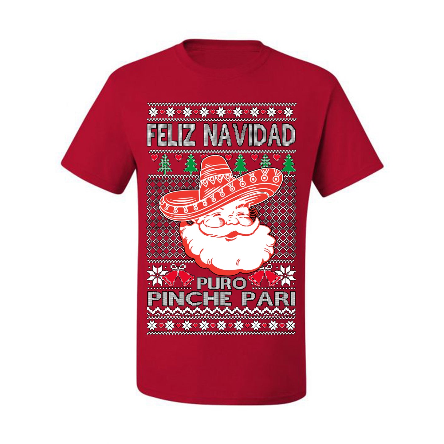 Feliz Navidad Puro Pinche Pari, Funny Spanish Song Latin Pop Music Lyrics, Ugly Christmas Sweater Ugly Christmas Men's T-Shirt