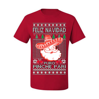 Feliz Navidad Puro Pinche Pari, Funny Spanish Song Latin Pop Music Lyrics, Ugly Christmas Sweater Ugly Christmas Men's T-Shirt