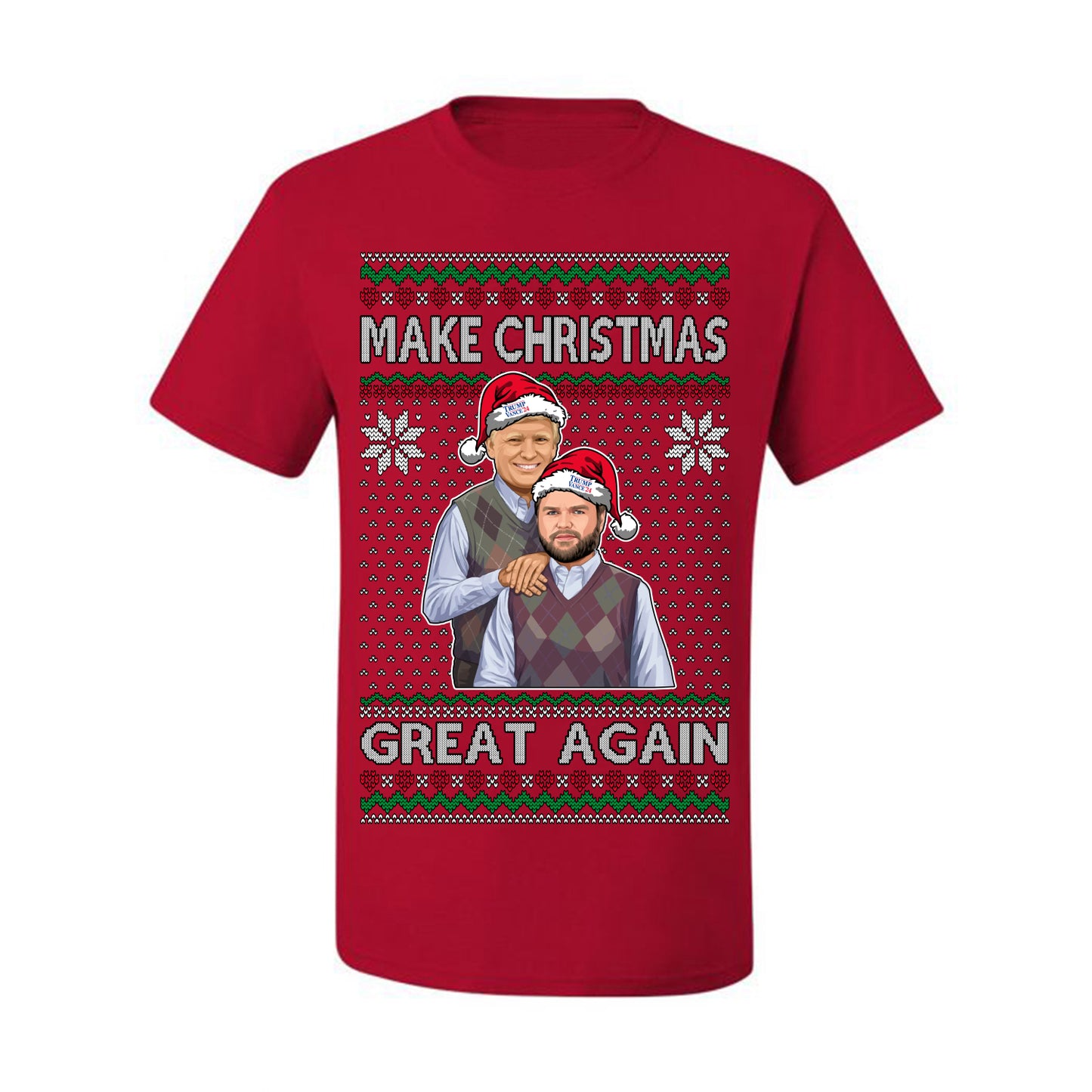 Make Christmas Great Again, MAGA Donald Trump JD Vance 2024, 2000s Comedy Movie Parody, Ugly Christmas Sweater Ugly Christmas Men's T-Shirt