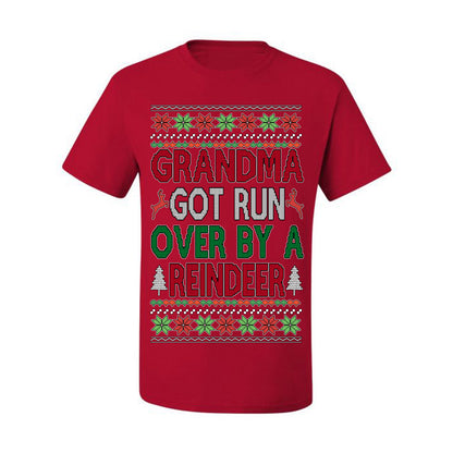 Grandma Got Ran Over by a Reindeer | Classic Xmas Song Holiday Movie Quote, Ugly Christmas Sweater Crewneck Sweatshirt Ugly Christmas Men's T-Shirt