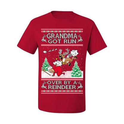 Grandma Got Run Over by a Reindeer, Funny Animated Design Rein Deer Kids TV Song Movie, Ugly Christmas Sweater Ugly Christmas Men's T-Shirt
