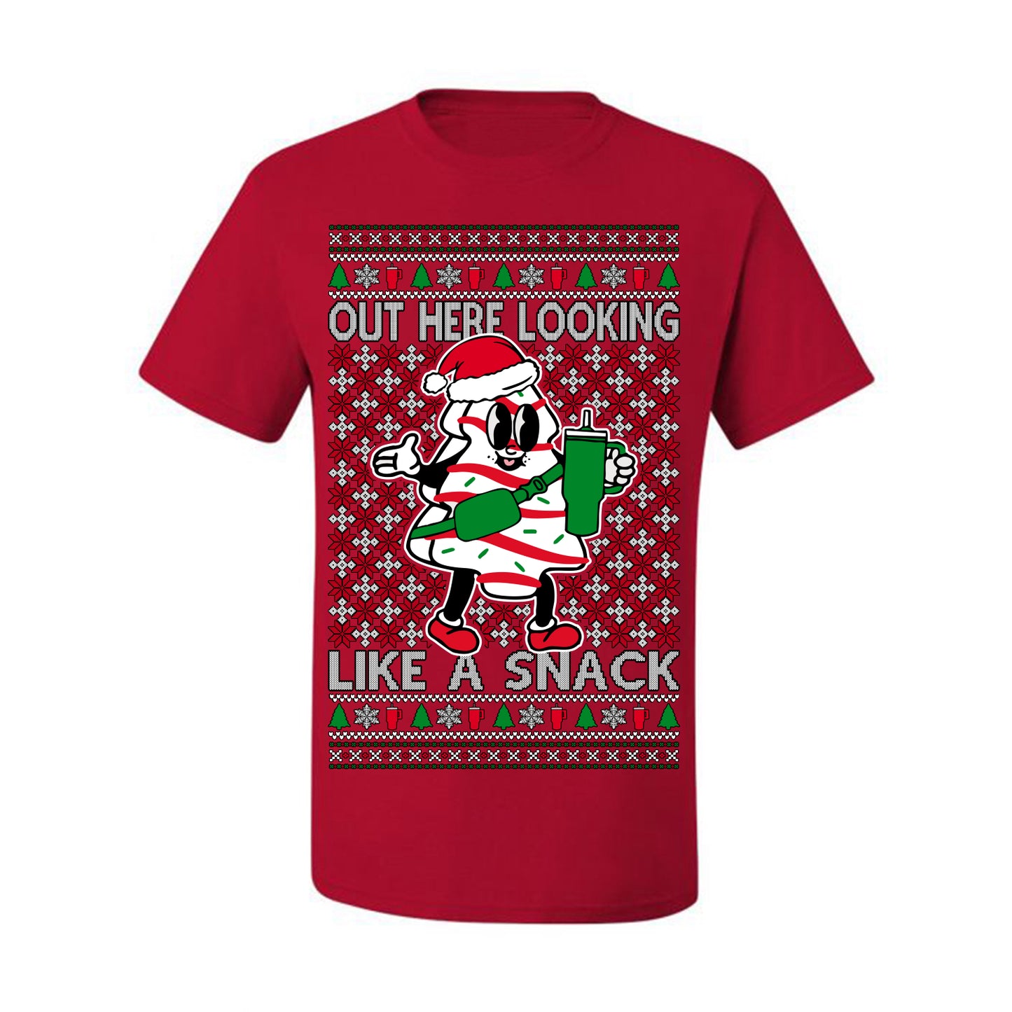 Out Here Looking Like a Snack, Funny Cute White Chocolate Sprinkles Holiday Trendy Millennial Christmas Cookie Ugly Christmas Sweater Ugly Christmas Men's T-Shirt