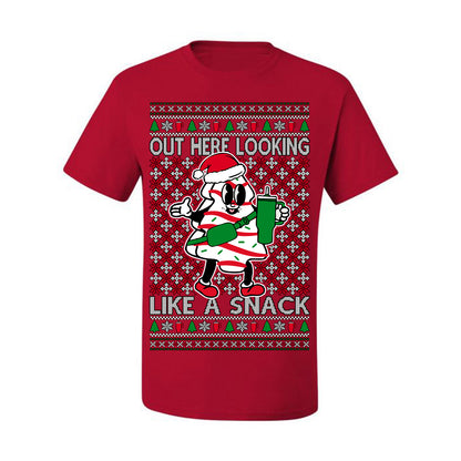 Out Here Looking Like a Snack, Funny Cute White Chocolate Sprinkles Holiday Trendy Millennial Christmas Cookie Ugly Christmas Sweater Ugly Christmas Men's T-Shirt