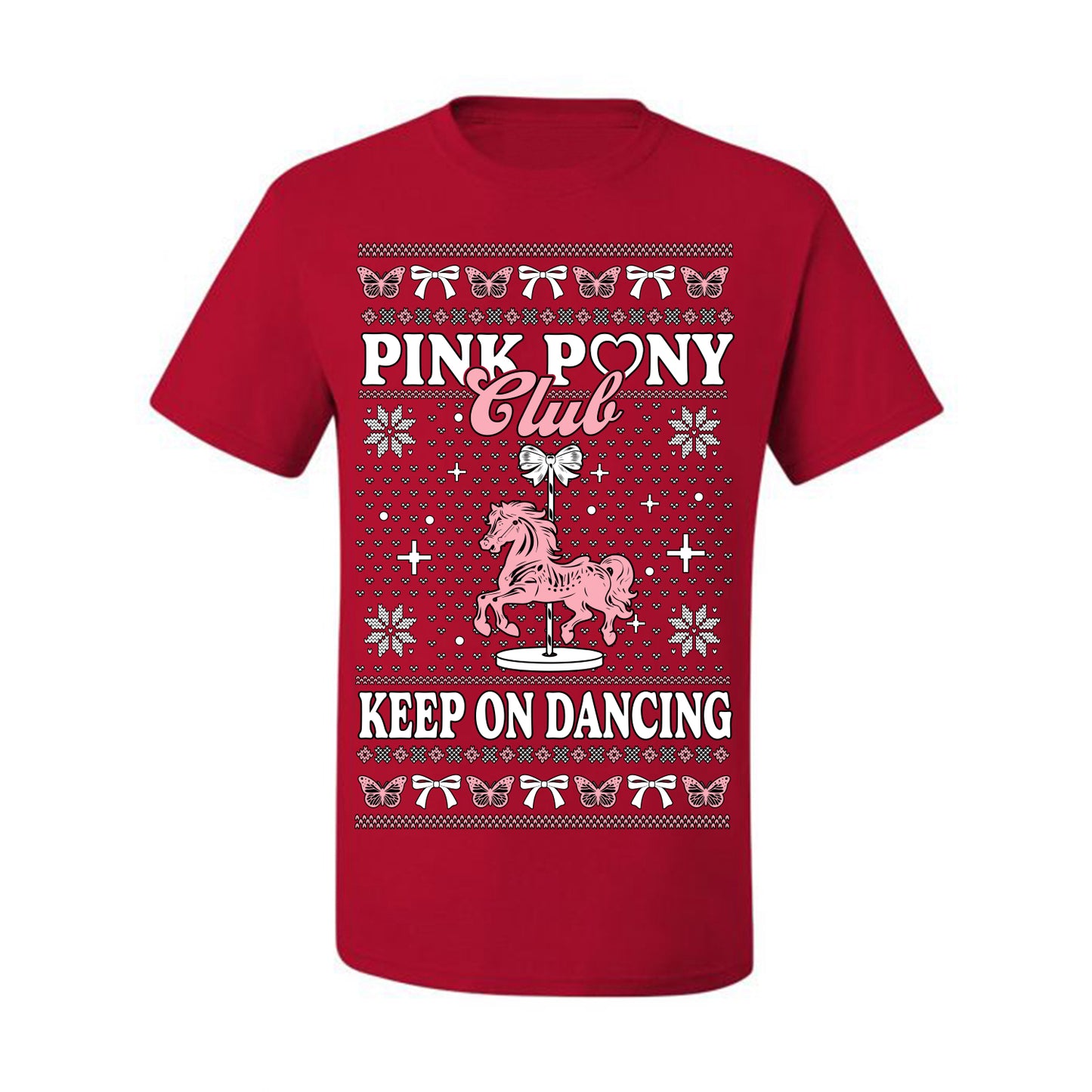 Pink Pony Club Pop Star Keep on Dancing, Iconic Music Concert Fan Merch Ugly Christmas Sweater Ugly Christmas Men's T-Shirt