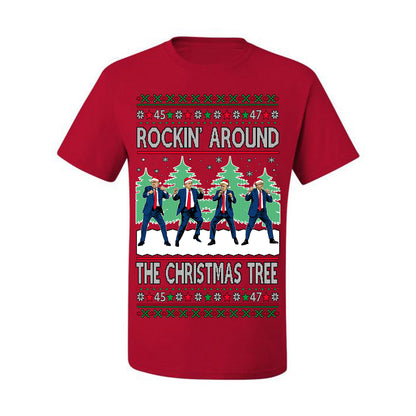 Rocking Around the Christmas Tree Trump Shimmy Dance Ugly Christmas Sweater Ugly Christmas Men's T-Shirt
