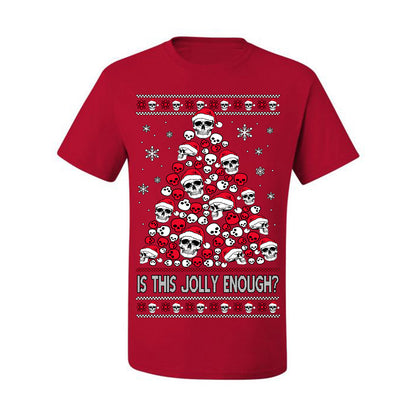 Is This Jolly Enough? Skeleton Halloween Xmas Skull Christmas Tree Ugly Christmas Sweater Ugly Christmas Men's T-Shirt