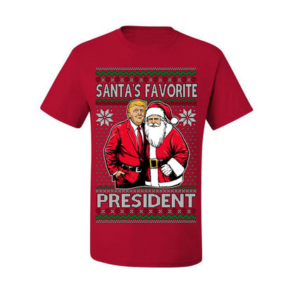 Santa's Favorite President Red Suit Trump, 47th USA President of the United States, Gift for Republicans Conservatives Ugly Christmas Sweater Ugly Christmas Men's T-Shirt