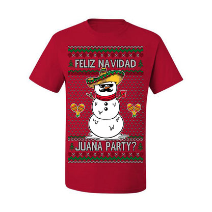 Feliz Navidad Juana Party? Funny Spanish Drinking Sueter Cerveza Ropa en Espanol Ugly Christmas Sweater Ugly Christmas Men's T-Shirt