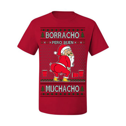 Borracho Pero Buen Muchacho Bebida Alcohol Drunk But a Good Boy, Espanol Ropa Sueter Navideno Cerveza, Funny Ugly Christmas Sweater Ugly Christmas Men's T-Shirt
