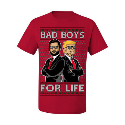 Bad Boys for Life Donald Trump JD Vance, MAGA Make America Great Again 2024, 90s Comedy Movie Parody Ugly Christmas Sweater Ugly Christmas Men's T-Shirt
