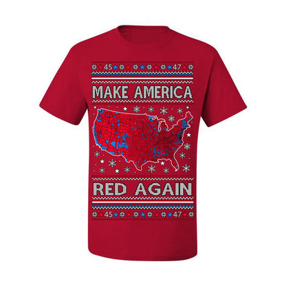 Make America Red Again USA Map, President Donald Trump 2024 MAGA Red Wave, Ugly Christmas Sweater Ugly Christmas Men's T-Shirt