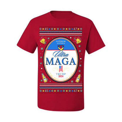Ultra MAGA Superior Agenda Trump Vance 2024 Funny Beer Logo Ugly Christmas Sweater Ugly Christmas Men's T-Shirt