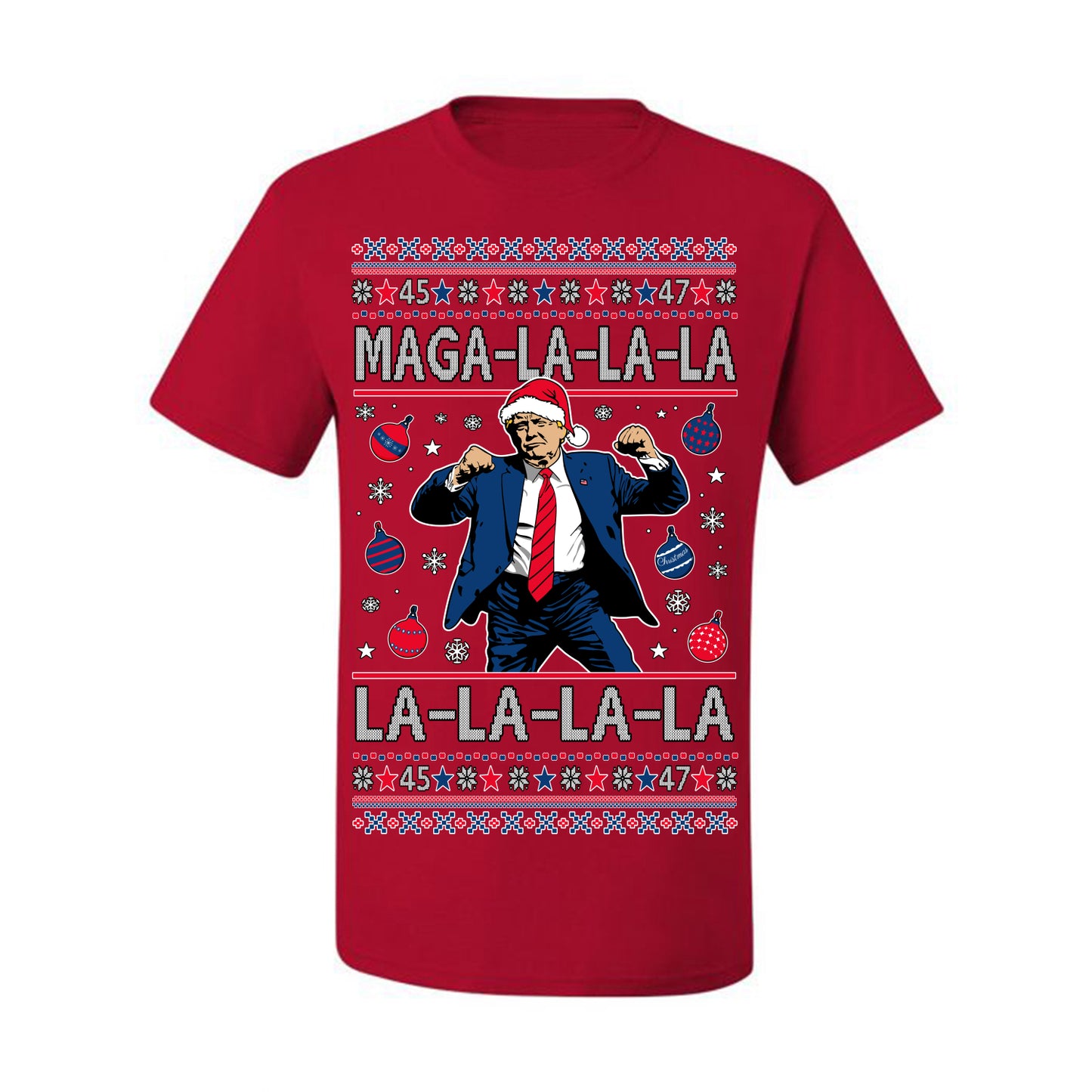 Maga La La La, Funny Xmas Santa Donald Trump Viral Shimmy Dance Classic Christmas Carol Song, Ugly Christmas Sweater Ugly Christmas Men's T-Shirt
