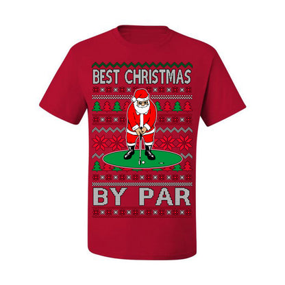 Best Christmas By Par Funny, Santa Golfing Iron Wedge Wood Drive Fore Birdie Eagle, Pun Sports Golf Ugly Christmas Sweater Ugly Christmas Men's T-Shirt