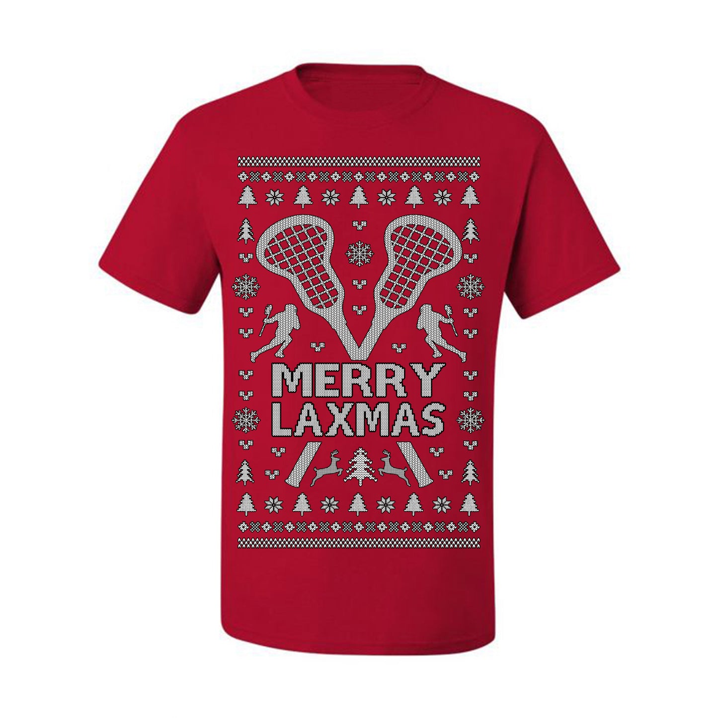 Merry Laxmas Funny Lacrosse Sports LAX, Teen Sport Player Boys Girls Adult Pun Ugly Christmas Sweater Ugly Christmas Men's T-Shirt