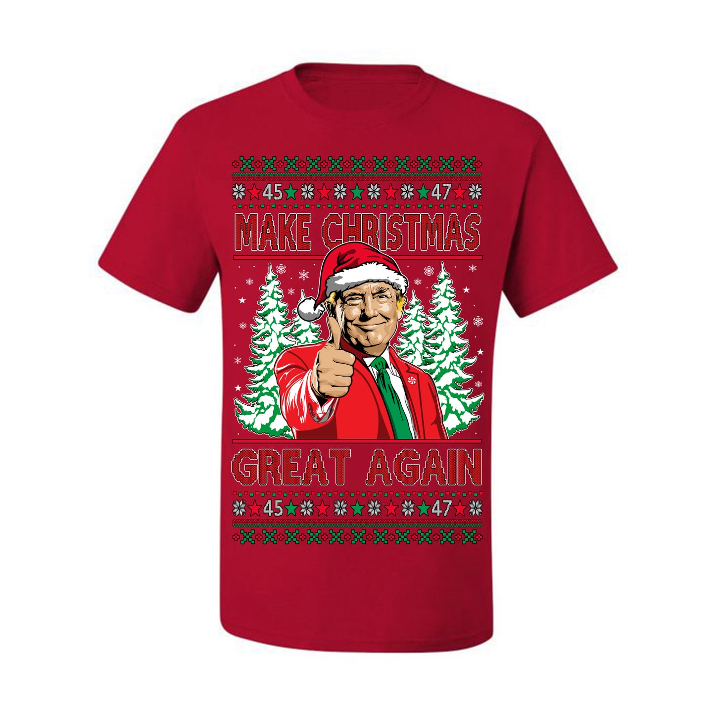 Make Christmas Great Again, Santa Claus Donald Trump, JD Vance 2024 Election Funny Political Conservative Republican Men Women Ugly Christmas Sweater Ugly Christmas Men's T-Shirt