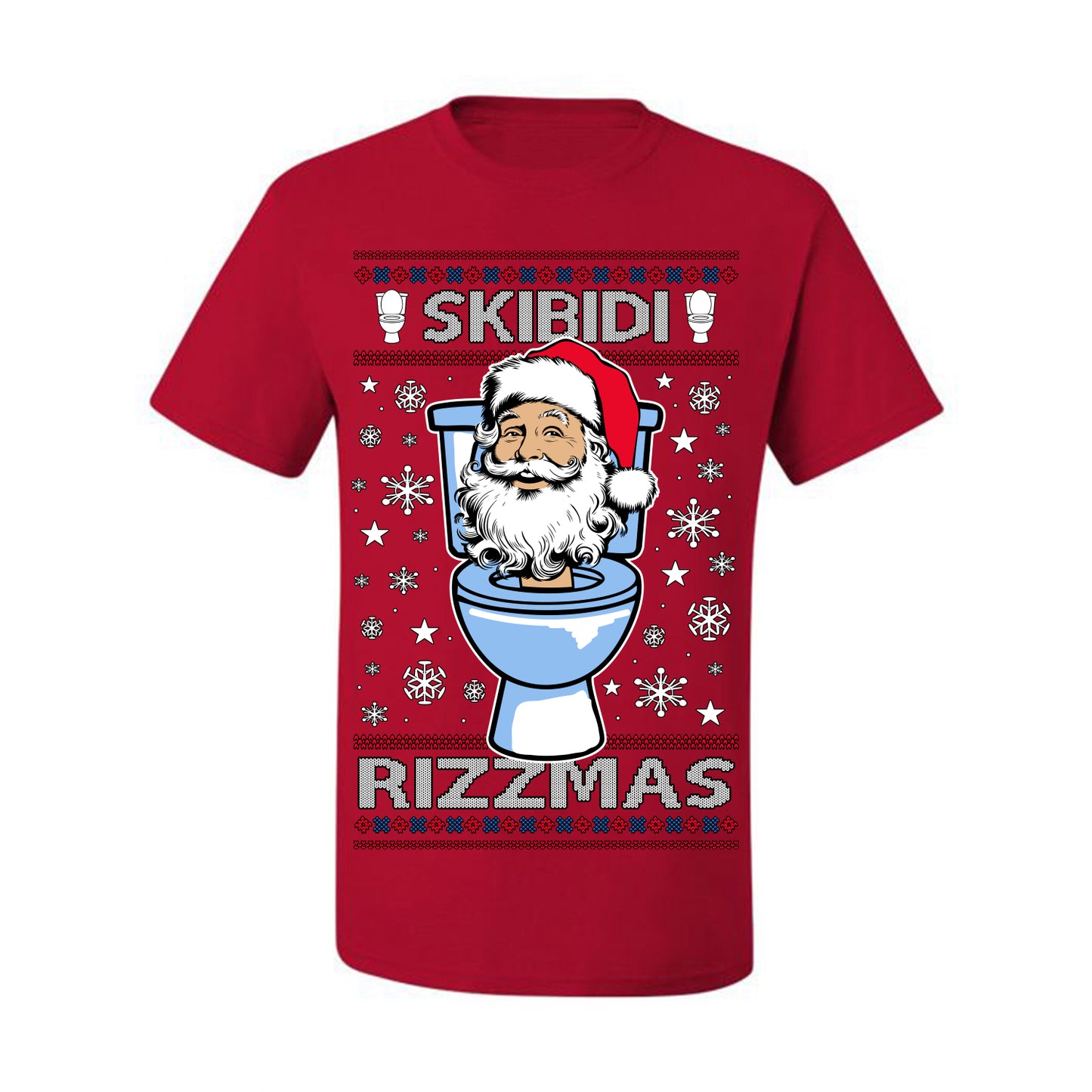 Skibidi Rizzmas Funny Toilet Video Viral Brain Rot Meme, Gen Z Alpha Slang Brainrot Memes Ugly Christmas Sweater Ugly Christmas Men's T-Shirt