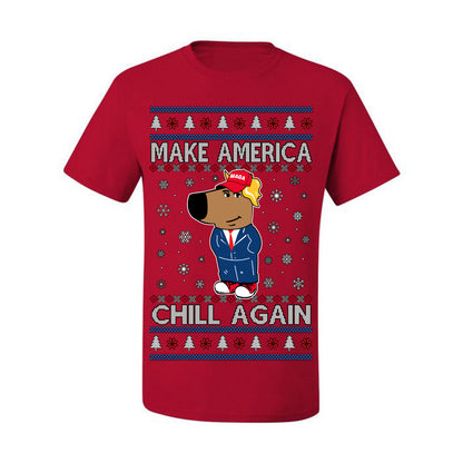 Make America Chill Again Chill Guy Donald Trump, My New Character Viral Gen Z Alpha Meme, MAGA Ugly Christmas Sweater Ugly Christmas Men's T-Shirt