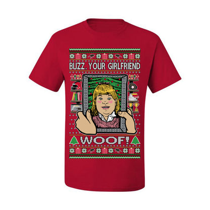 Buzz Your Girlfriend Woof, Funny 90s Chicago Xmas Movie Alone Kevin, Ugly Christmas Sweater Ugly Christmas Men's T-Shirt