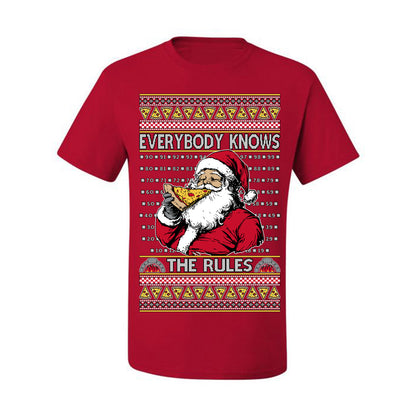Everybody Knows the Rules Funny, Santa Claus Viral Online Pizza Rating Score, Detroit New England Deep Dish Pizzas Jersey New York Style, Ugly Christmas Sweater Ugly Christmas Men's T-Shirt