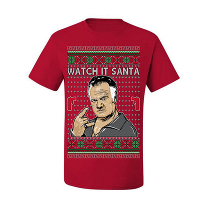 Watch It Santa, Funny Paulie Italian NJ New Jersey Mafia, Classic TV Show Ugly Christmas Sweater Ugly Christmas Men's T-Shirt