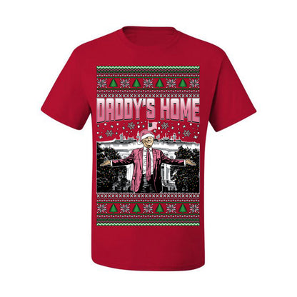Daddy's Home Pink Suit, I'll Be Home for Christmas | Funny Santa Clause President Donald Trump White House Holiday Xmas Sweaters, MAGA Ugly Christmas Men's T-Shirt