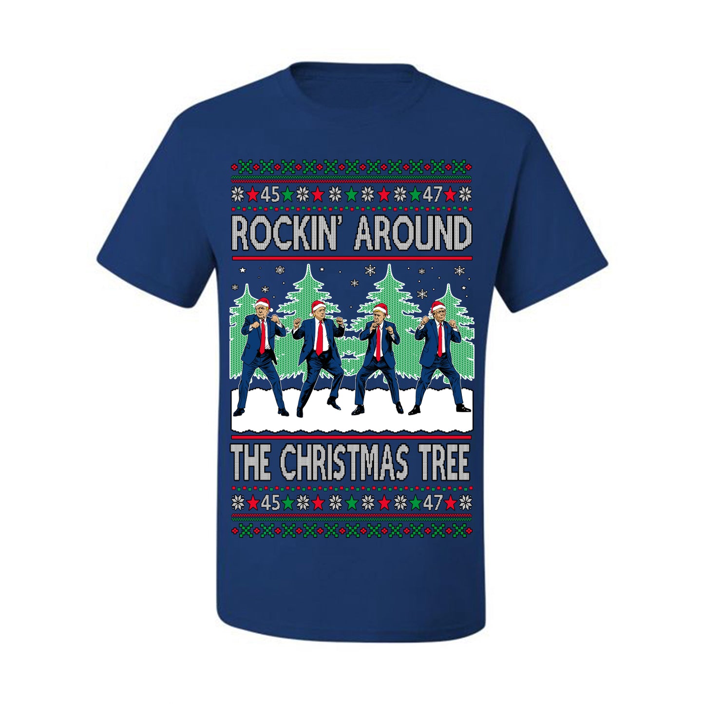 Rocking Around the Christmas Tree Trump Shimmy Dance Ugly Christmas Sweater Ugly Christmas Men's T-Shirt