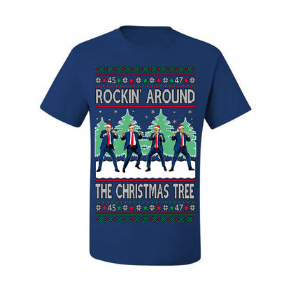Rocking Around the Christmas Tree Trump Shimmy Dance Ugly Christmas Sweater Ugly Christmas Men's T-Shirt