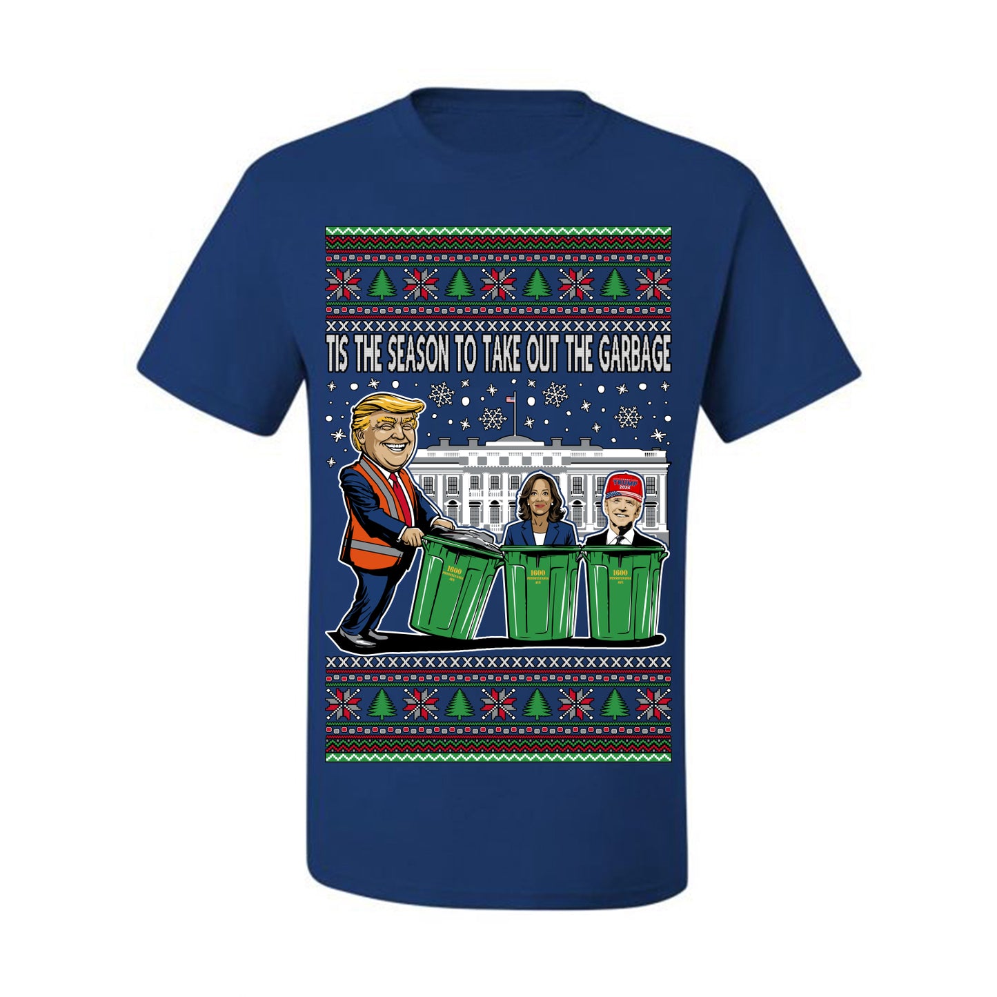 Tis the Season to Take Out the Garbage President Trump, 47th USA President of the United States, Gift for Republicans Conservatives Ugly Christmas Sweater Ugly Christmas Men's T-Shirt
