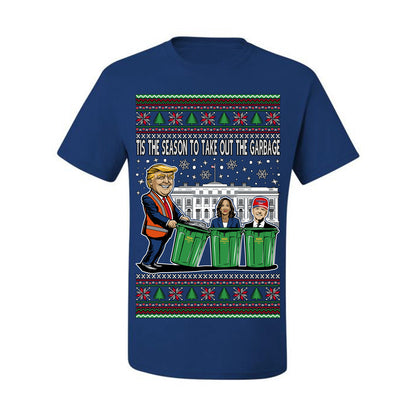 Tis the Season to Take Out the Garbage President Trump, 47th USA President of the United States, Gift for Republicans Conservatives Ugly Christmas Sweater Ugly Christmas Men's T-Shirt