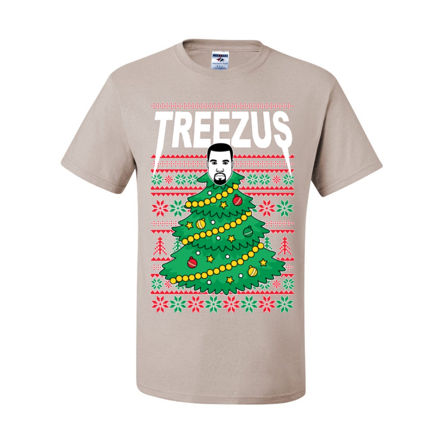 Treezus Funny Xmas Viral Meme Hip Hop Rapper Music Tour Merch, Tree Jesus Pun Joke Ugly Christmas Sweater Ugly Christmas Men's T-Shirt