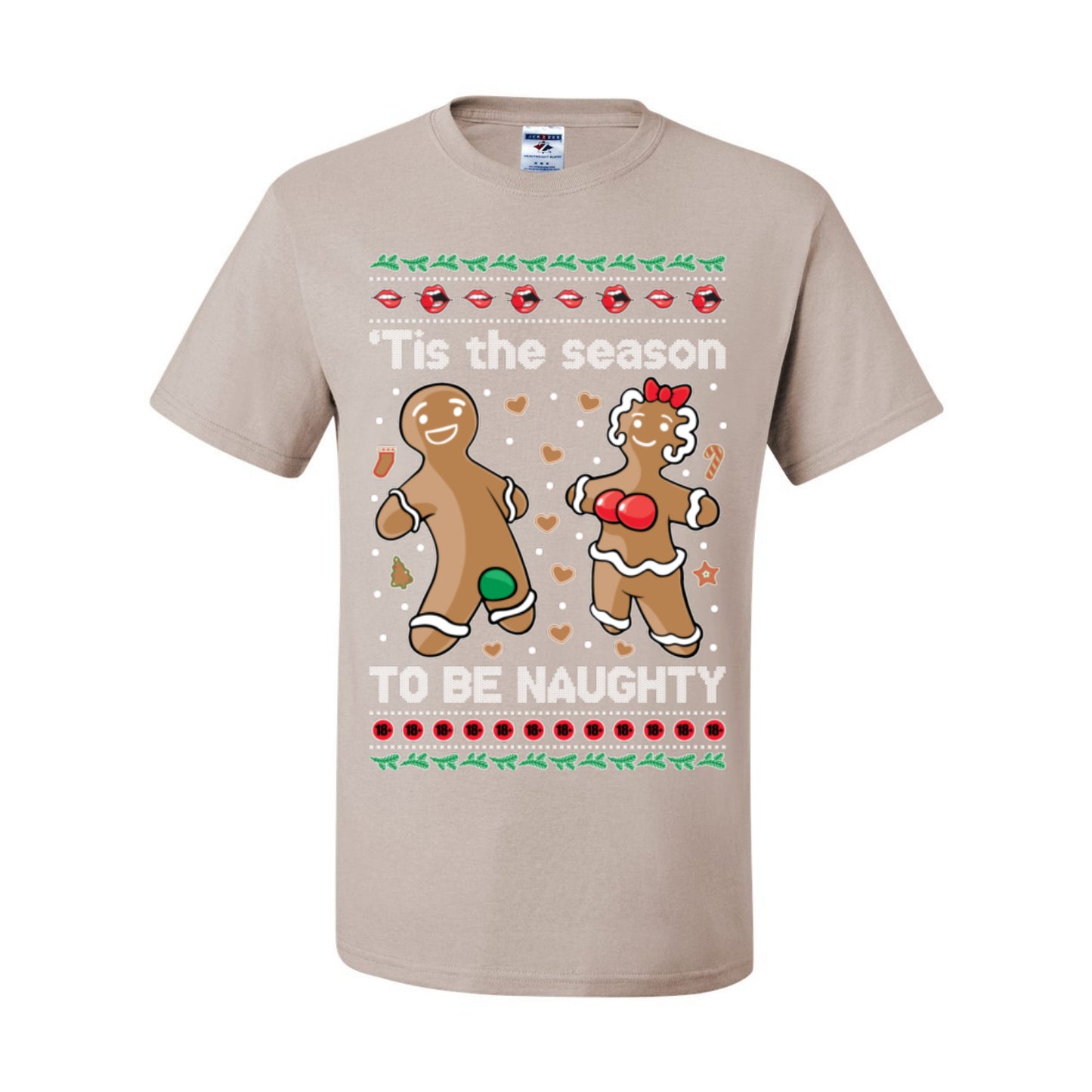 Tis the Season to be Naughty, Funny Gingerbread Cookie Gumdrop, Dirty Ginger Bread Cookies Joke Ugly Christmas Sweater Ugly Christmas Men's T-Shirt