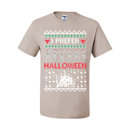I Prefer Halloween Funny, Fall Autumn Fan Xmas Haunted House Skeleton, Spooky Ugly Christmas Sweater Ugly Christmas Men's T-Shirt