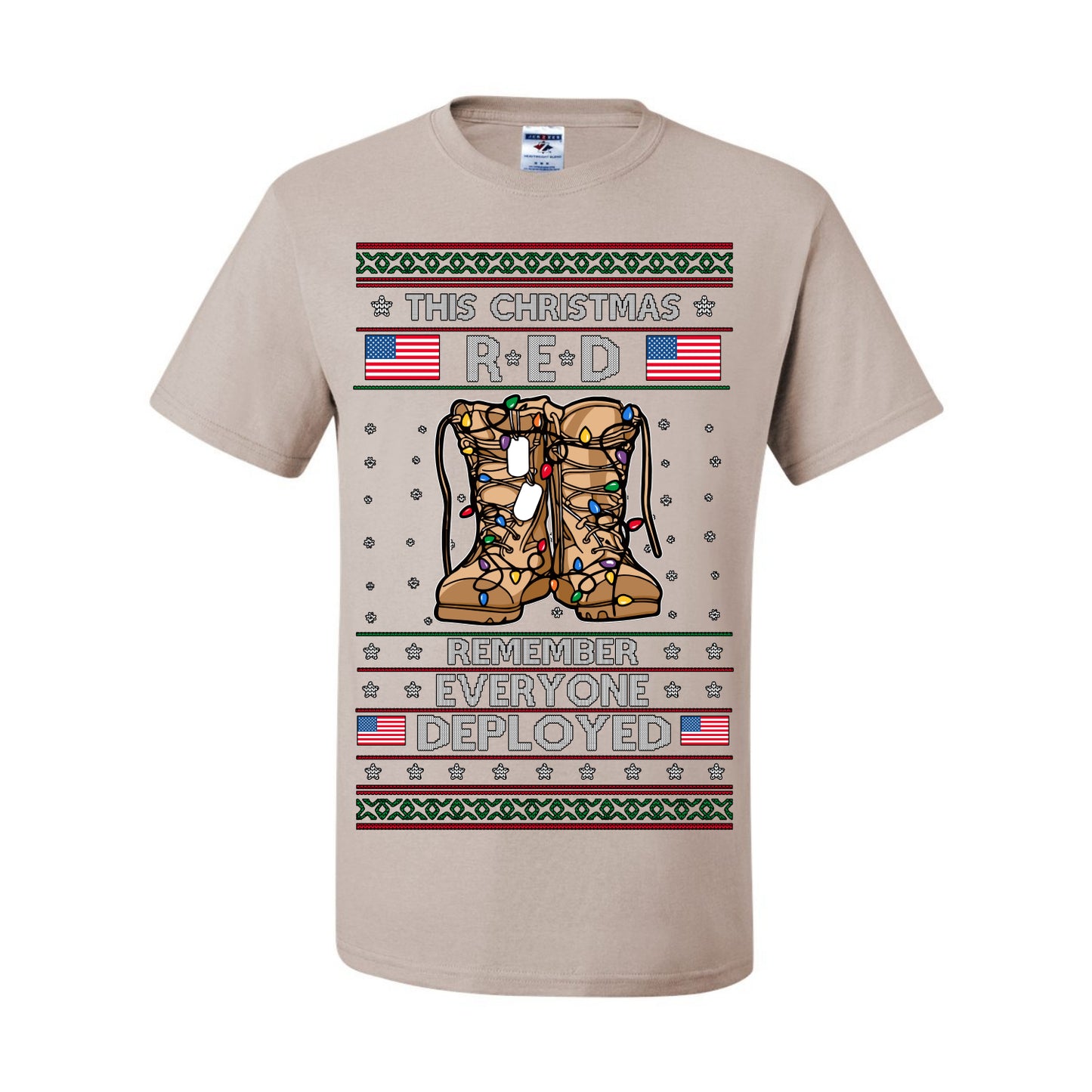 This Christmas RED Remember Everyone Deployed, Pro Military Vet 1st 2nd Amendment Veteran, RED Friday Ugly Christmas Sweater Ugly Christmas Men's T-Shirt