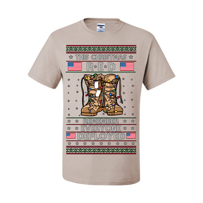 This Christmas RED Remember Everyone Deployed, Pro Military Vet 1st 2nd Amendment Veteran, RED Friday Ugly Christmas Sweater Ugly Christmas Men's T-Shirt