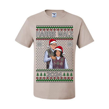 Kamala Harris Tim Walz 2024 Classic Movie Poster, Democrat Political Xmas Ugly Christmas Sweater Crewneck Sweatshirt Ugly Christmas Men's T-Shirt