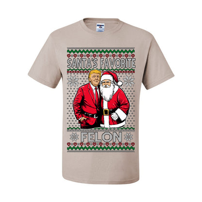 Santa's Favorite Felo,n Funny Donald Trump JD Vance 2024 MAGA Make America Great Again Xmas Santa Claus Funny Sweaters Gift Merch for Republicans, Ugly Christmas Sweater Ugly Christmas Men's T-Shirt