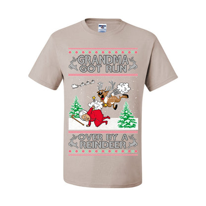 Grandma Got Run Over by a Reindeer, Funny Animated Design Rein Deer Kids TV Song Movie, Ugly Christmas Sweater Ugly Christmas Men's T-Shirt