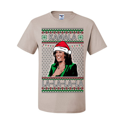 Kamala La La, Funny Kamala Harris Santa Hat Classic Xmas Song Carol Lyrics Winter Holiday, Ugly Christmas Sweater Ugly Christmas Men's T-Shirt