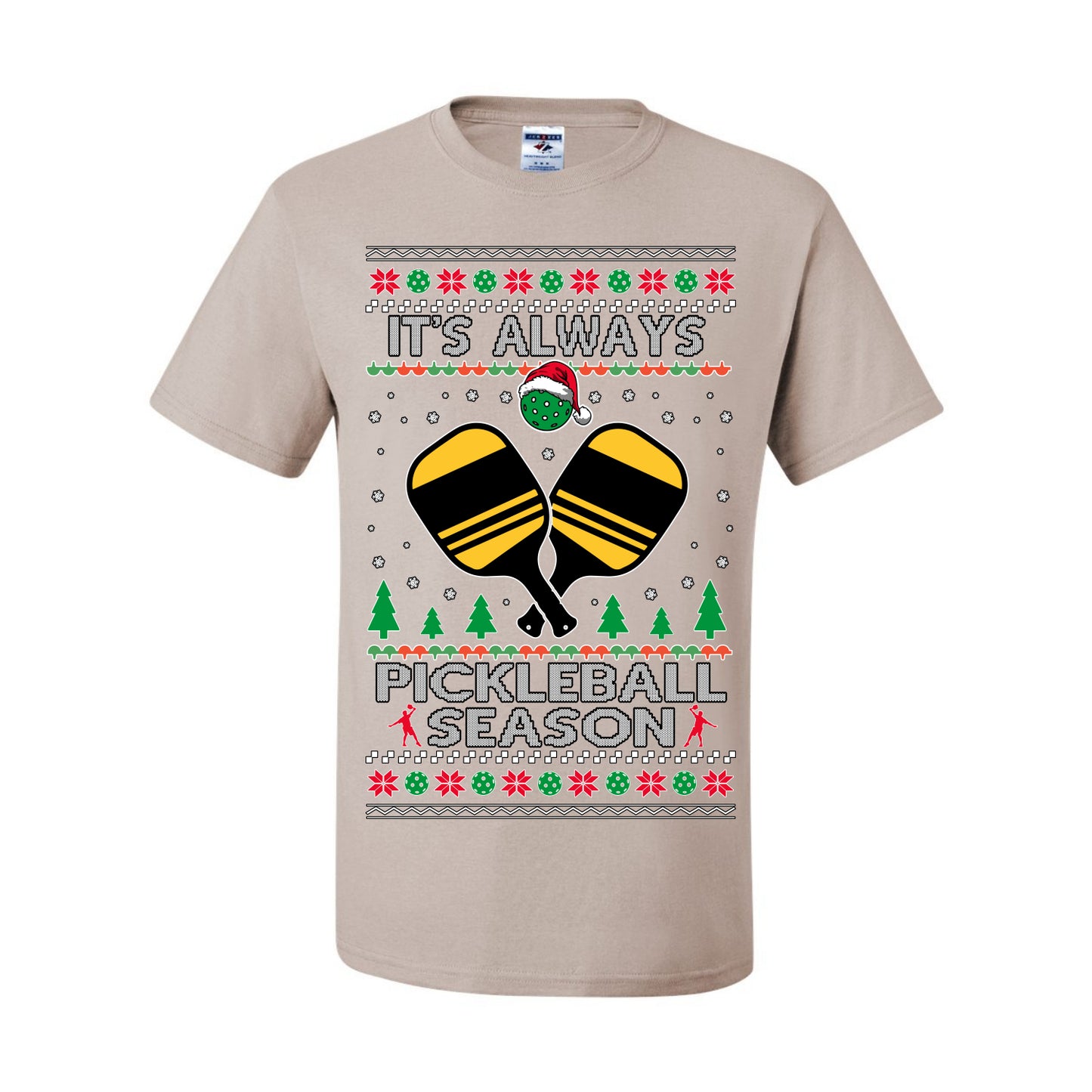 It's Always Pickleball Season, Funny Pickle Ball Enthusiast Paddles Ball Trendy Popular Milennial Sports Fan, Ugly Christmas Sweater Ugly Christmas Men's T-Shirt