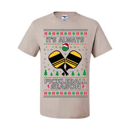 It's Always Pickleball Season, Funny Pickle Ball Enthusiast Paddles Ball Trendy Popular Milennial Sports Fan, Ugly Christmas Sweater Ugly Christmas Men's T-Shirt
