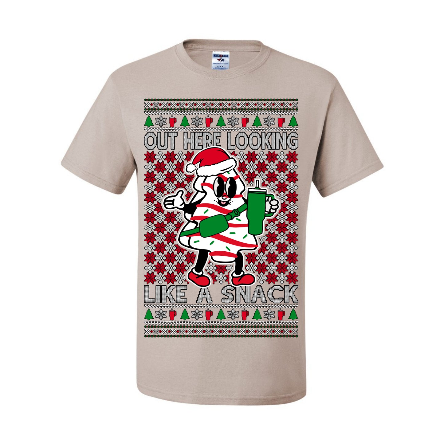 Out Here Looking Like a Snack, Funny Cute White Chocolate Sprinkles Holiday Trendy Millennial Christmas Cookie Ugly Christmas Sweater Ugly Christmas Men's T-Shirt