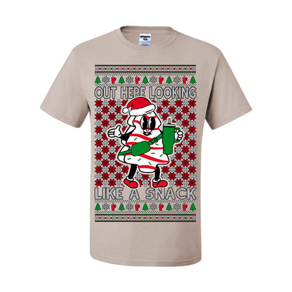 Out Here Looking Like a Snack, Funny Cute White Chocolate Sprinkles Holiday Trendy Millennial Christmas Cookie Ugly Christmas Sweater Ugly Christmas Men's T-Shirt